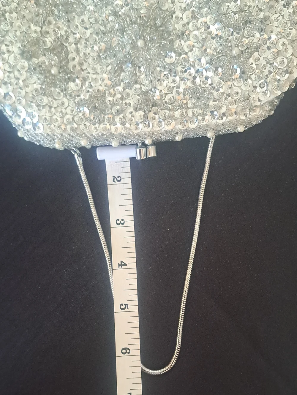 Hand Made In The Crown Colony Of Hongkong Silver Sequin Evening Wristlet Clutch